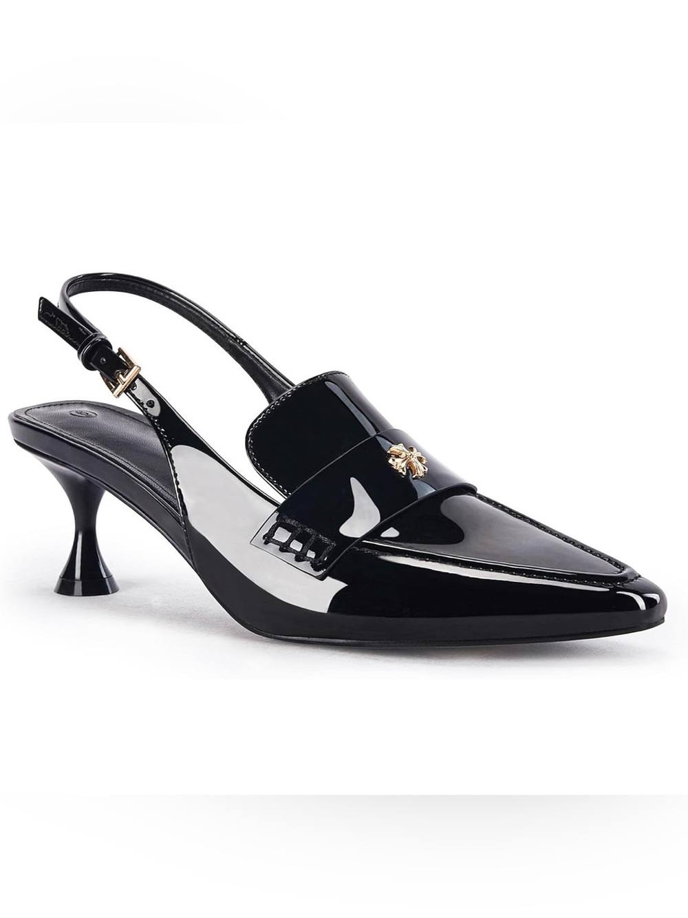 Coutgo Women's Pointed Toe Sandals Slingback Kitten Heel Pumps Slip On Ankle 10